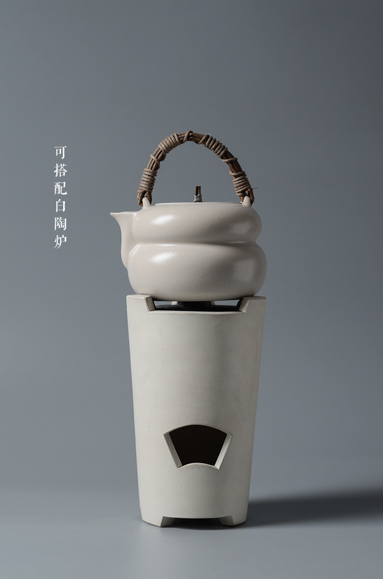 景德镇苏打烧草木灰釉陶壶煮茶创意大号提梁壶家用烧水壶白泥茶壶