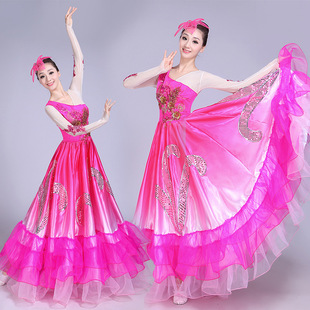 新款公主裙 西班牙大摆裙现代开场舞蹈演出服 装基督教跳舞连身裙