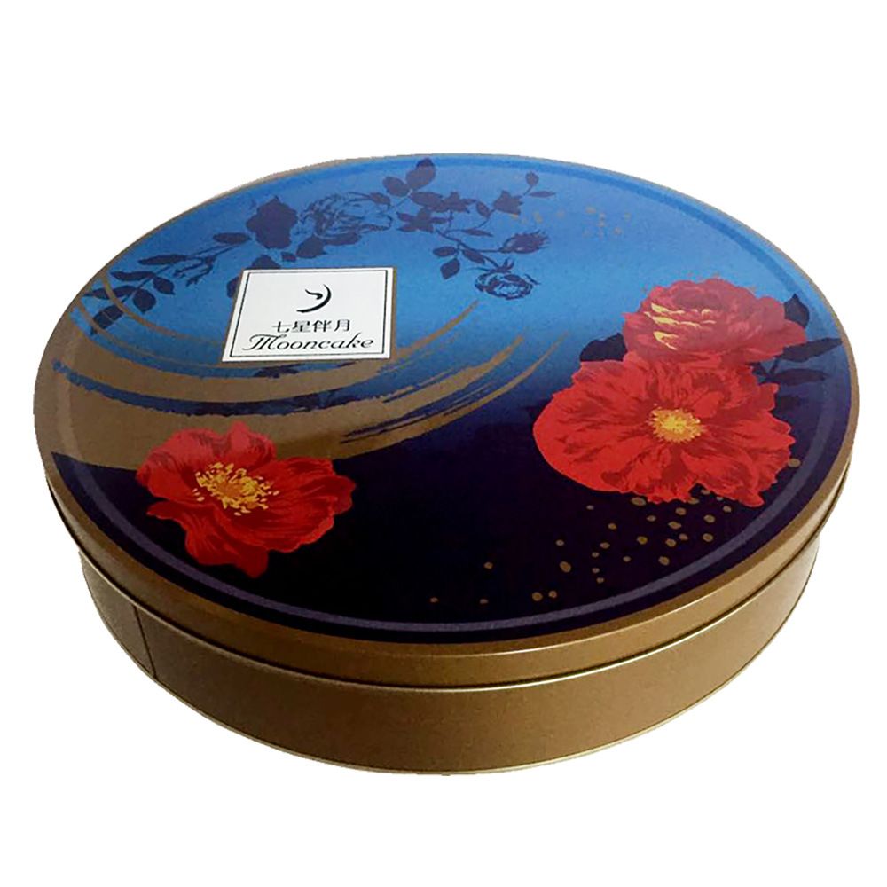 厂家订制供应家庭商用七星伴月8粒装圆形月饼铁盒 现货可发