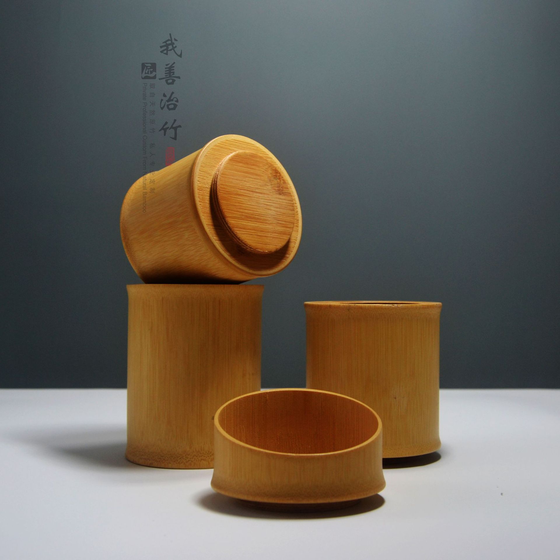 天然竹罐竹子茶叶筒竹制茶仓竹茶筒竹包装拼接罐分层竹筒4节筒