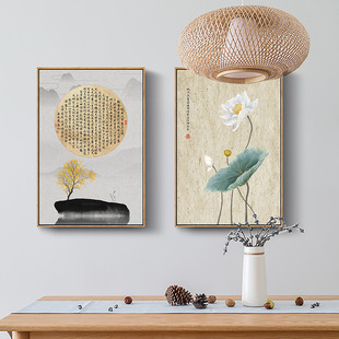 新中式禅意心经挂画玄关装饰画茶室客厅壁画书房菩萨佛像中国字画