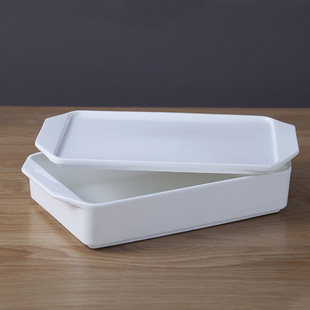 批发家居创意陶瓷饭盒纯白色长方形保鲜盒日式便当盒定制学生餐具