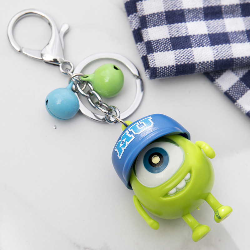 Hole Shoes Accessories Cartoon Cute Monster Wearing Hat Big Eyes Led Sound Luminous Keychain Creative Gift