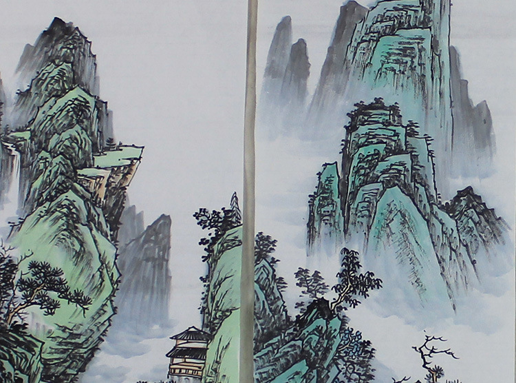 画廊直销批发四条屏山水画纯手绘四尺对开四条屏国画客厅装饰画