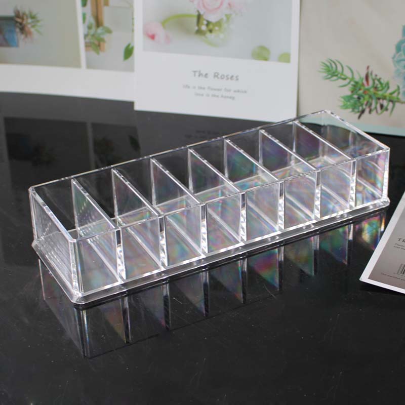 New Desktop Transparent Acrylic 8 Grid Powder Storage Box Lipstick Holder Makeup Blush Eye Shadow Storage Display Box