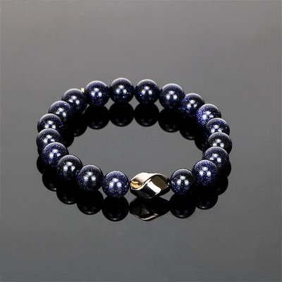 蓝金沙铜纽纹手链源头厂家批量生产定制男女款精致高度时尚铜手链