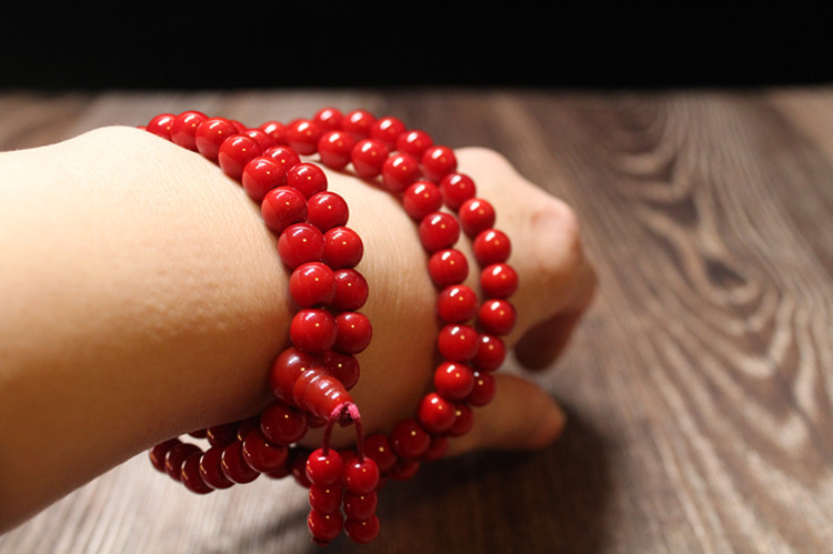 佛教喇荣佛学院红色怀业琉璃念珠红佛珠108手链手串