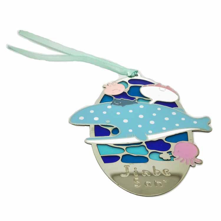 厂家定制金属书签卡通蓝色海豚书签创意卡书签logo定制