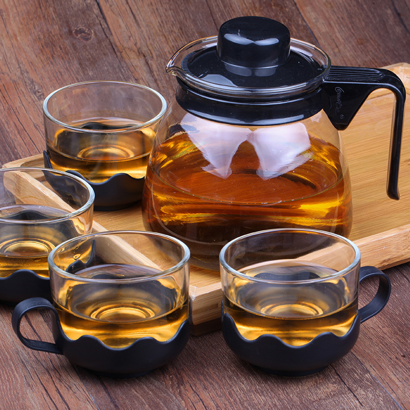玻璃茶具套装 家用透明玻璃茶具五件套 促销礼品礼盒批发定制