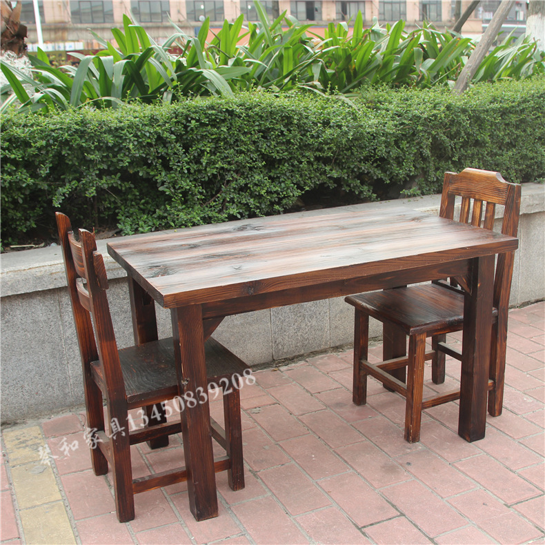 厂家批发复古实木餐桌餐椅酒店实木餐桌成套餐桌椅东北松八仙桌椅