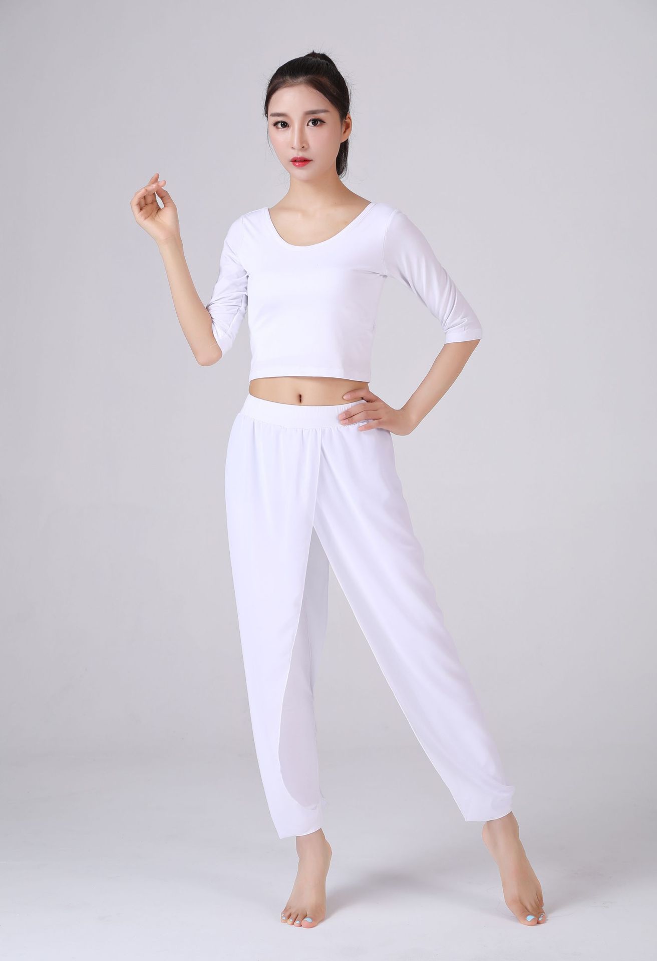 夏季舞韵瑜伽服套装雪纺舞蹈练功健身运动演出仙气舞蹈服莫代尔女