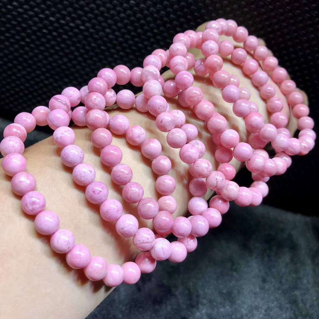 厂家直销 天然蔷薇辉石手链 樱花粉色水晶手串 女式 时尚饰品礼物