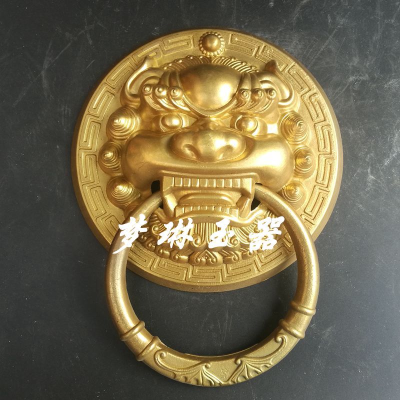 古典仿古复古中式老式狮子麒麟兽头圆形太阳双福大门门环拉手扣环
