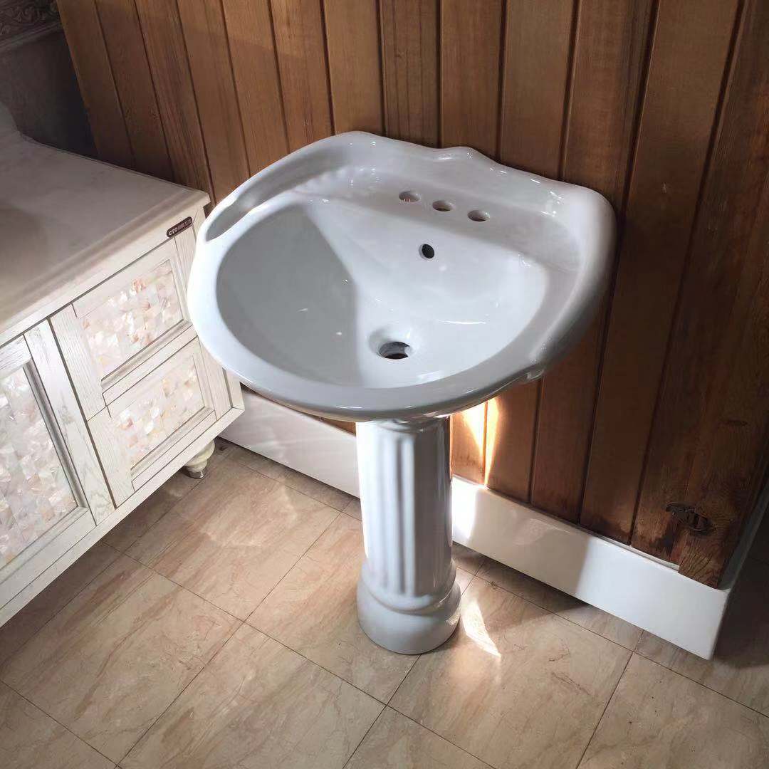 小高边柱盆卫生洁具陶瓷厂家工程洗手盆单孔柱盆家用洗脸盆钧美