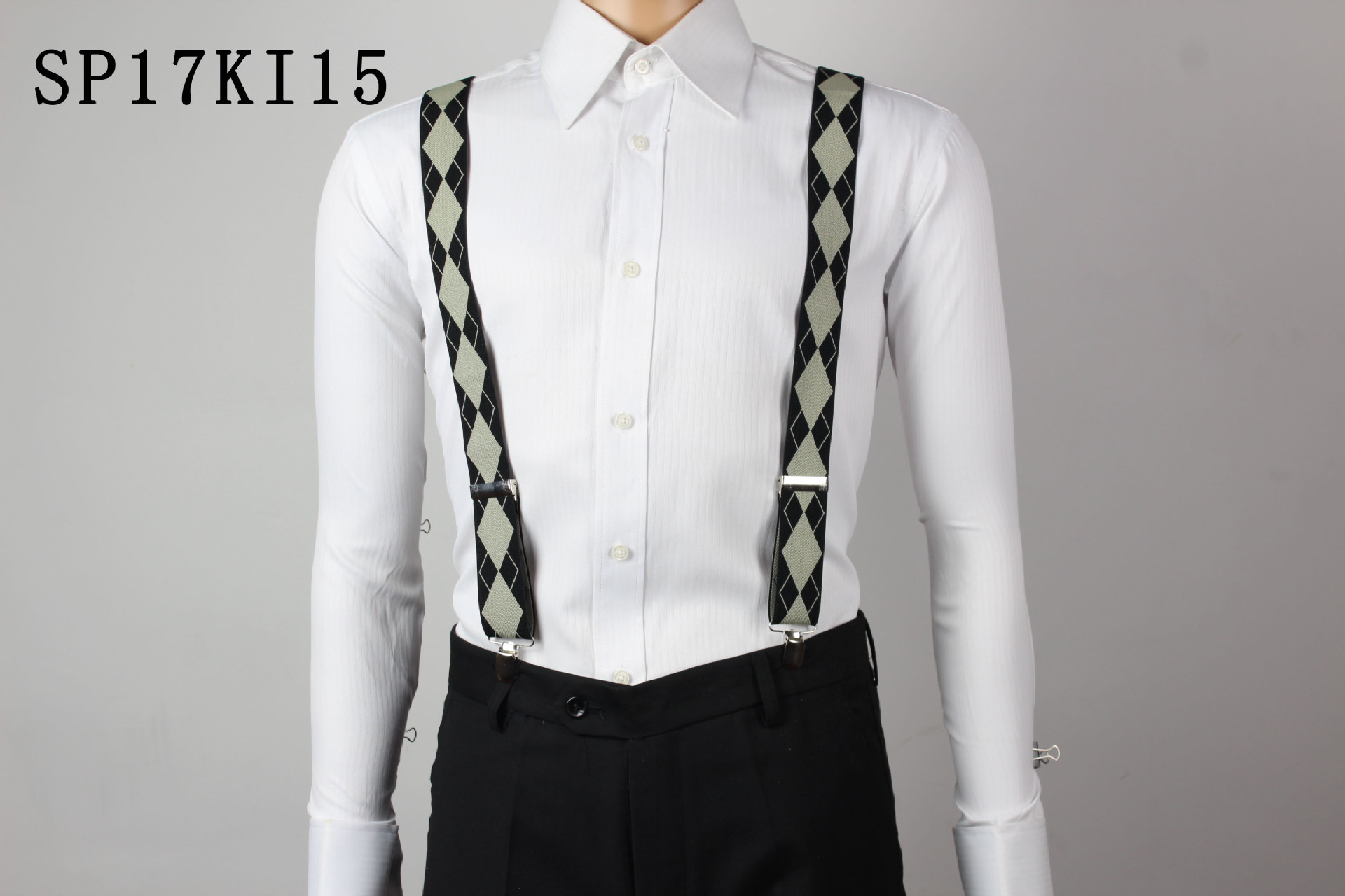 男士背带菱形英伦商务正装三夹衬衫吊裤带西装裤松紧肩带现货批发