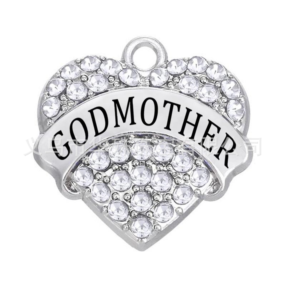 跨境欧美合金桃心字母 godmother 母亲节手链吊坠饰品批发