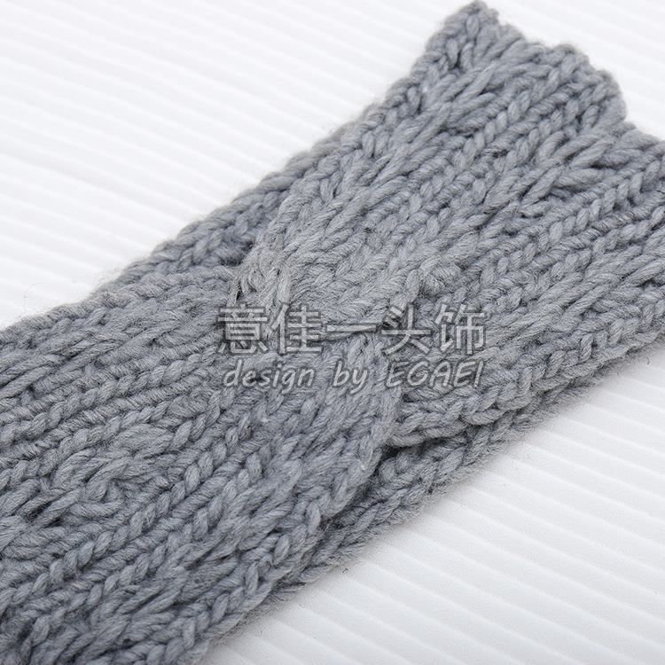 Factory Direct Sales New Ice Island Wool Front Cross Women's Knitted Hair Band Wool Hair Band Autumn and Winter Warm Headband