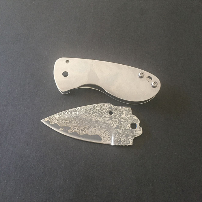 啄木鸟 折叠刀 大马士革钢刀 刀胚 手工diy半成品 刀具配件