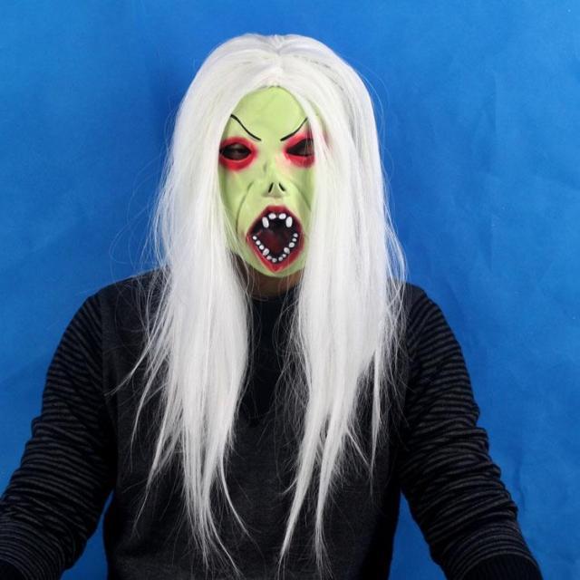 万圣节派对面具愚人节整人道具化妆舞会面具恐怖 白发魔女面具