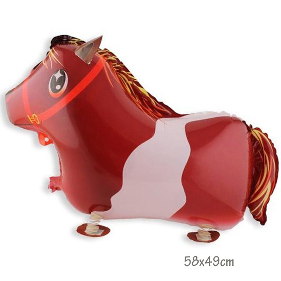 走路小马气球 棕色小马铝箔气球 氦气球 儿童玩具散步气球批发