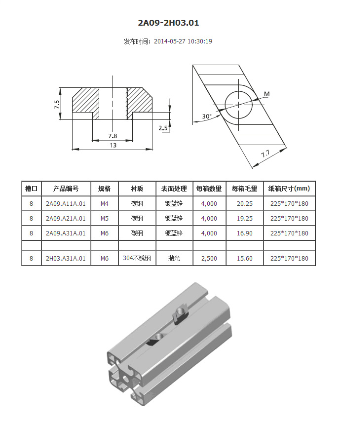 01工厂直销欧标铝型材槽8碳钢不锈钢t型槽口螺母