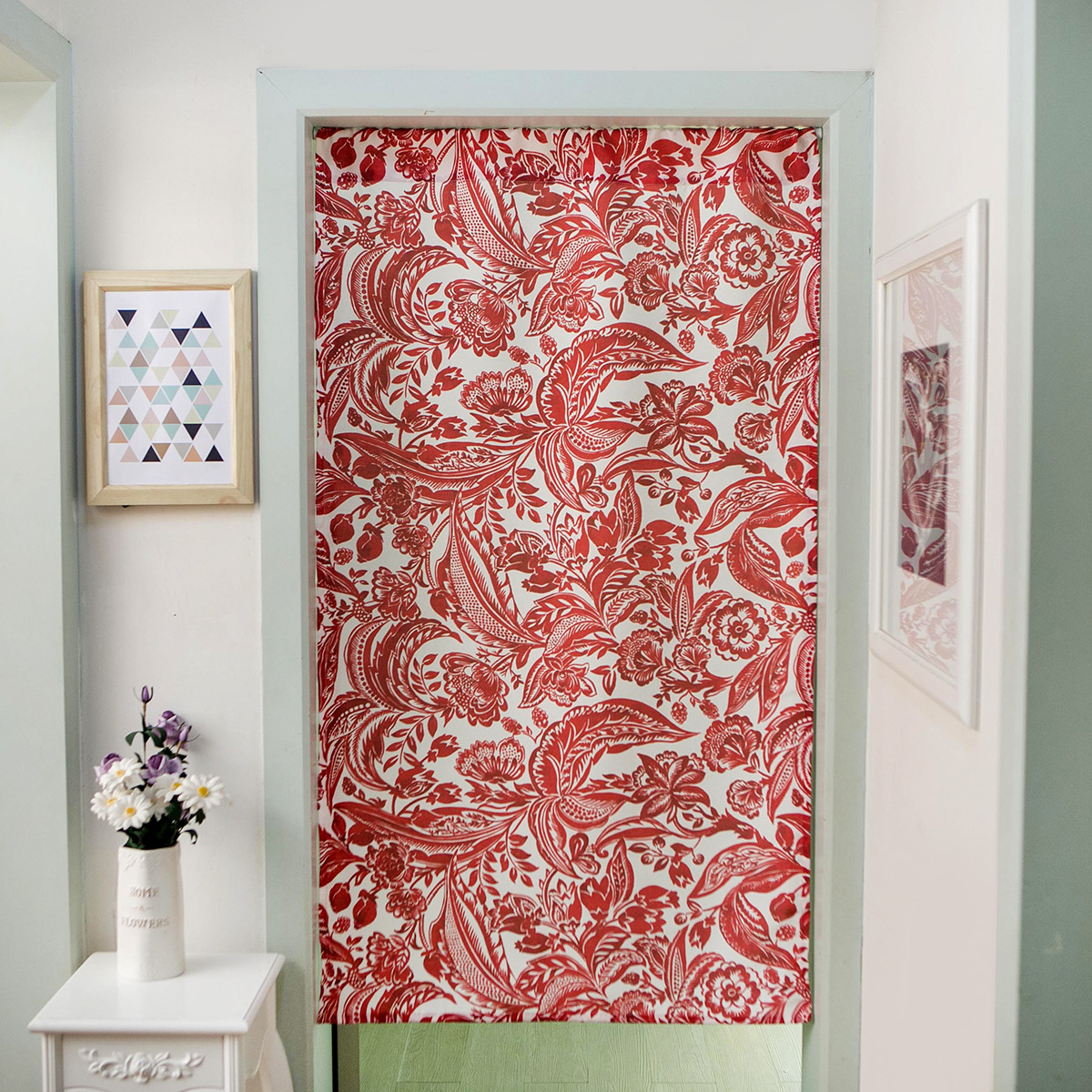 布艺门帘隔断帘卧室卫生间厨房风水半帘布帘试衣间挂帘不含杆