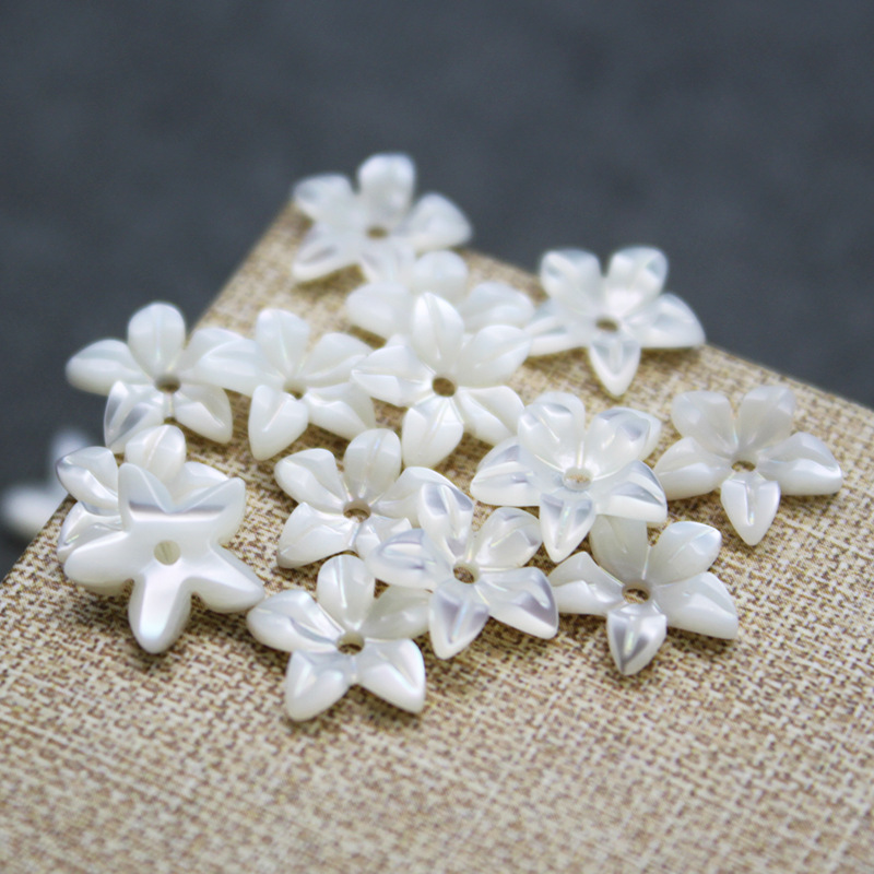 纯天然珍珠母贝粉贝壳花八角带刺碗花diy发簪耳环胸针饰品配件