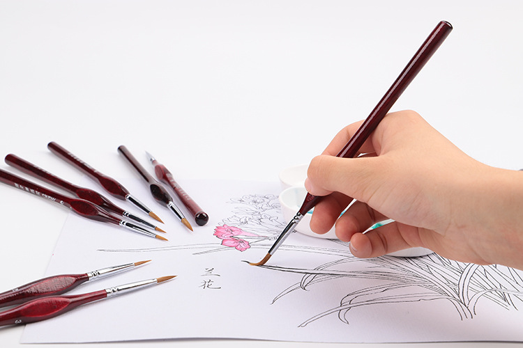 跨境尼龙毛勾线笔小号正姿毛笔美甲美术描边笔描眉笔纯狼尾勾线笔