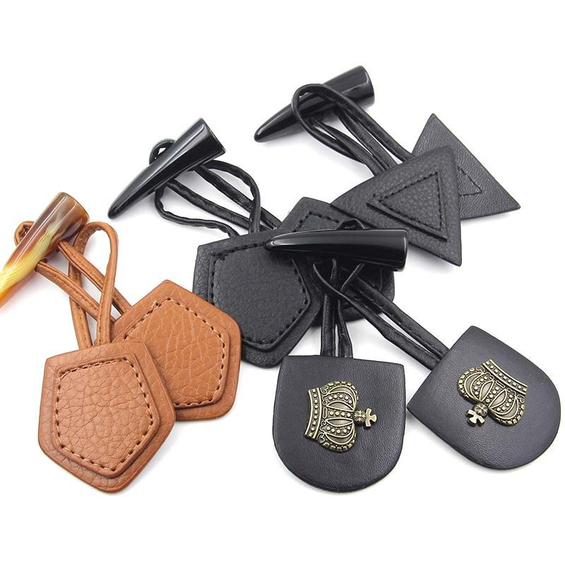 大衣纽扣 韩版时尚带皮革对扣金属牛角扣羊角扣大衣扣风衣毛衣扣