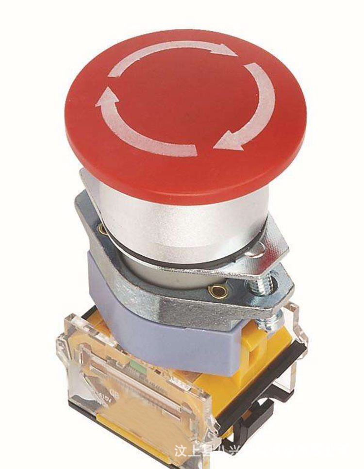 金属急停开关蘑菇钮不锈钢外壳红色铝蘑菇头带箭头 急停开关