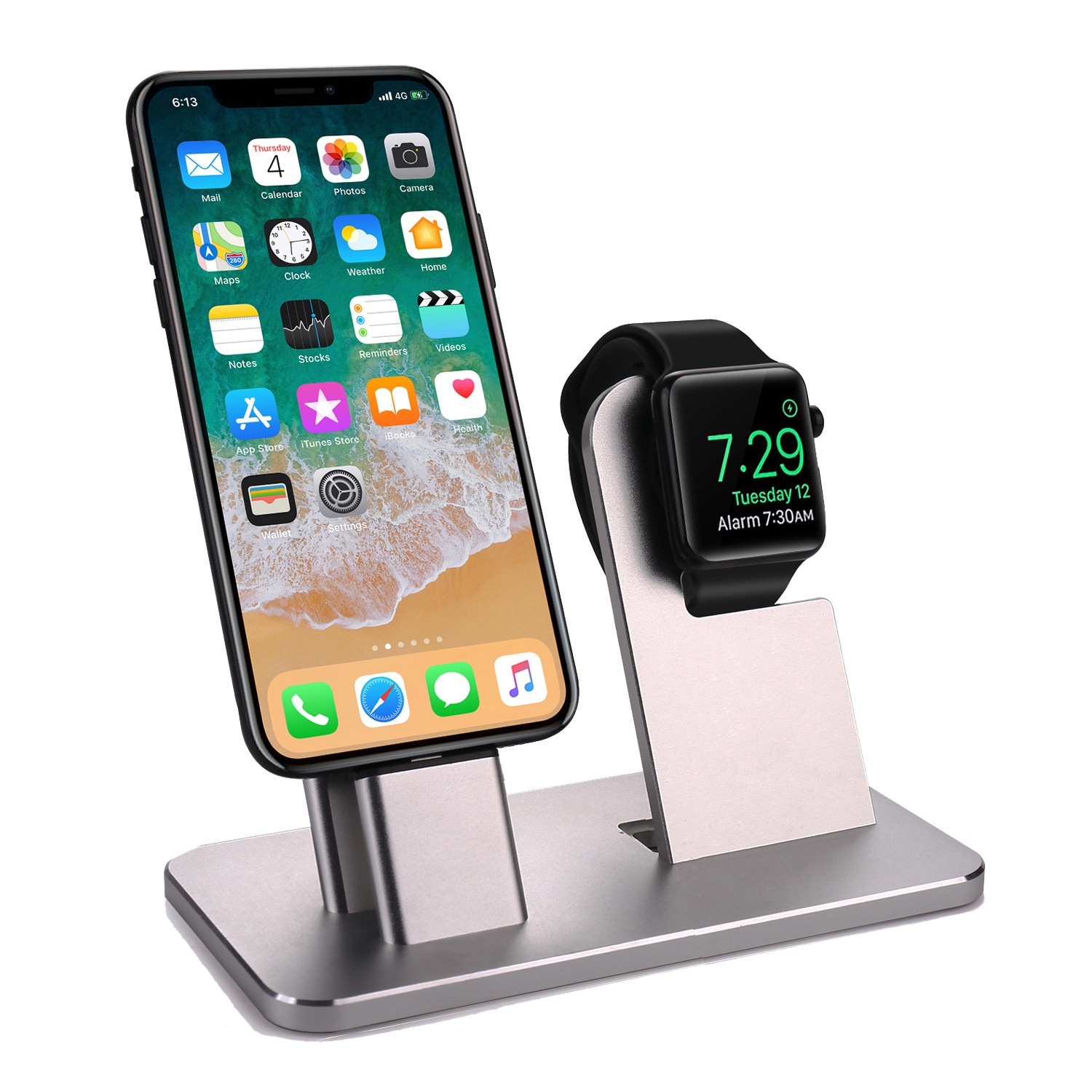 iphone手机充电底坐适用苹果手机手表充电支架金属充电器展示座工