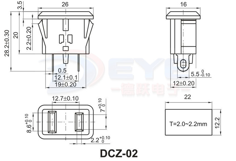 供应ac电源插座 大小孔日规插座 dcz-02 可定做颜色