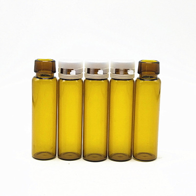 厂家供应10毫升管制瓶口服液瓶配塑料撕拉盖棕色玻璃瓶精油分装瓶