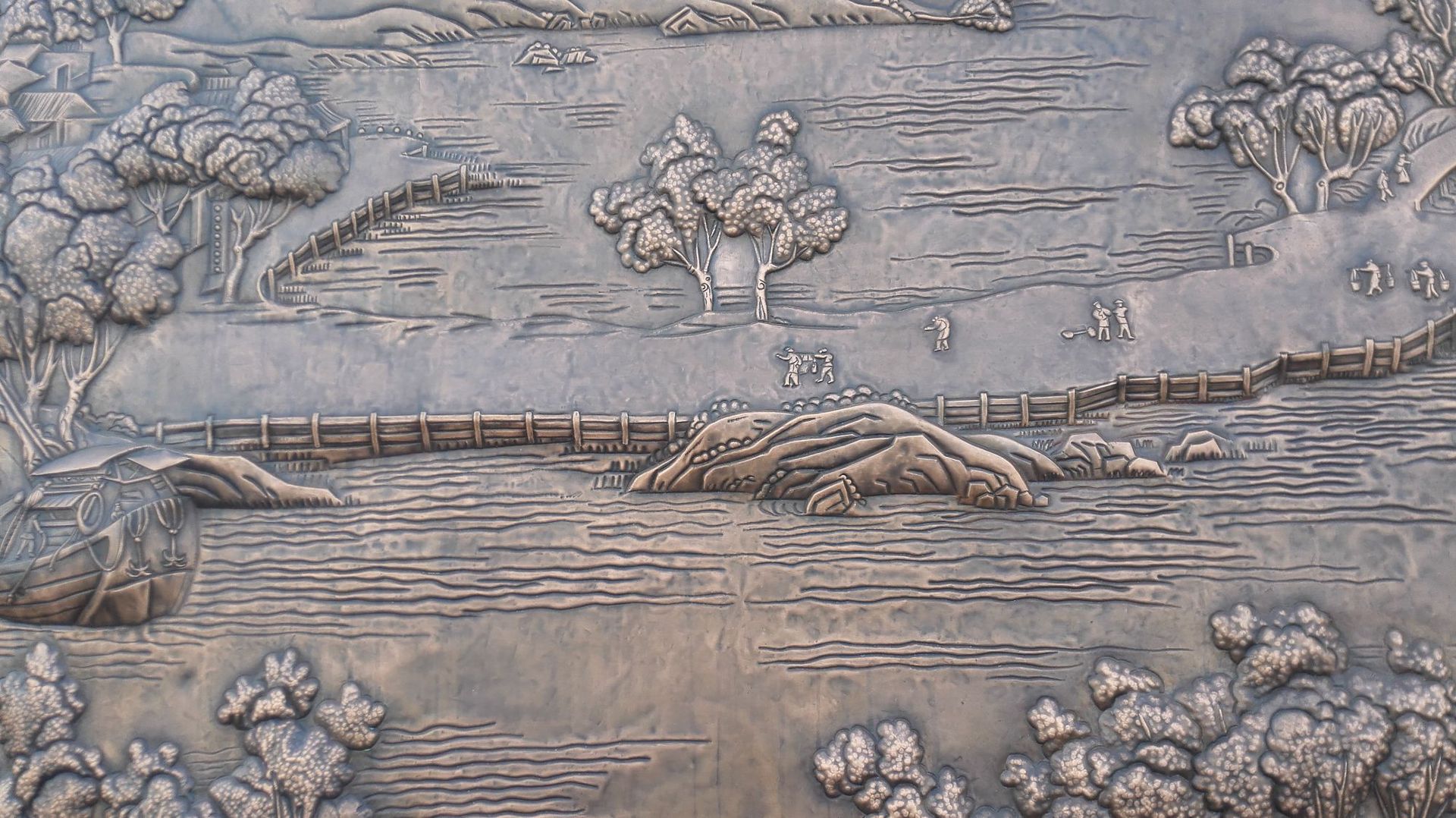 清明上河图锻铜敲铜人物浮雕山西省艺术装饰雕塑户外铸铜公共场所