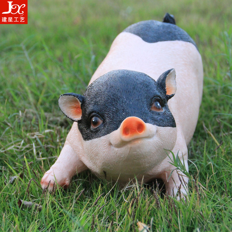 创意园林小品仿真小猪室内桌面摆件庭院雕塑可爱个性礼品动物模型