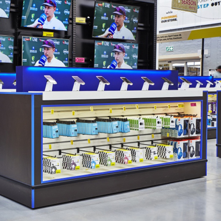 联想手机展柜效果图 电子产品展示柜烤漆 手机配件展示架厂家定制