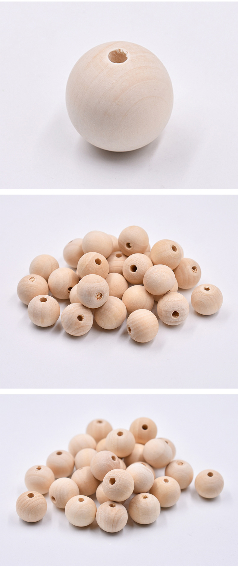 4~40mm禾木荷木珠原木色有孔珠子 diy饰品配件木珠散珠加工批发