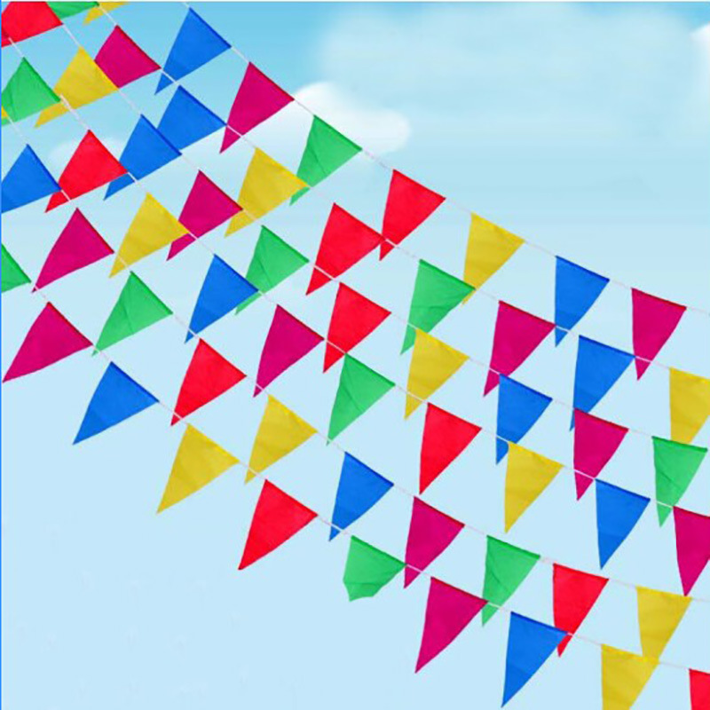 彩旗开张婚庆三角彩旗小彩旗三角串旗小红旗白绳大号 一包80米