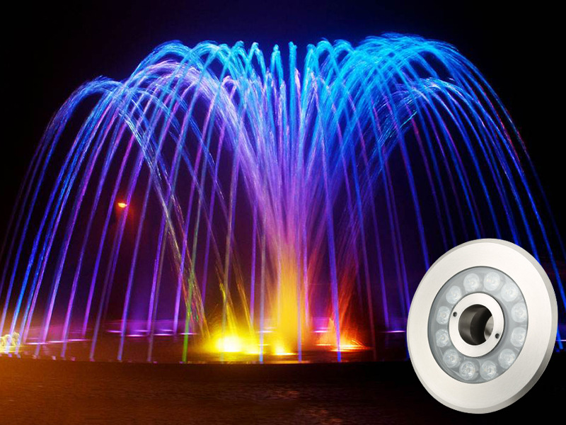 新款水底灯led水下灯防水喷泉灯七彩rgb不锈钢泳池水景鱼池涌泉灯