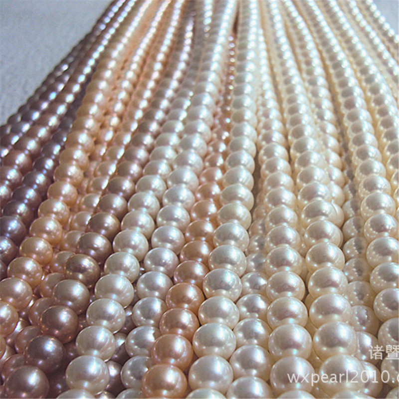Freshwater Cultured Pearl Necklace 7-11mm Thick round AAA Smooth Almost Flawless Pearl Zhuji Ornament Wholesale