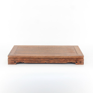 红木雕木座紫砂壶木托 黑鸡翅木 摆件奇玉石头实木长方形整木底座