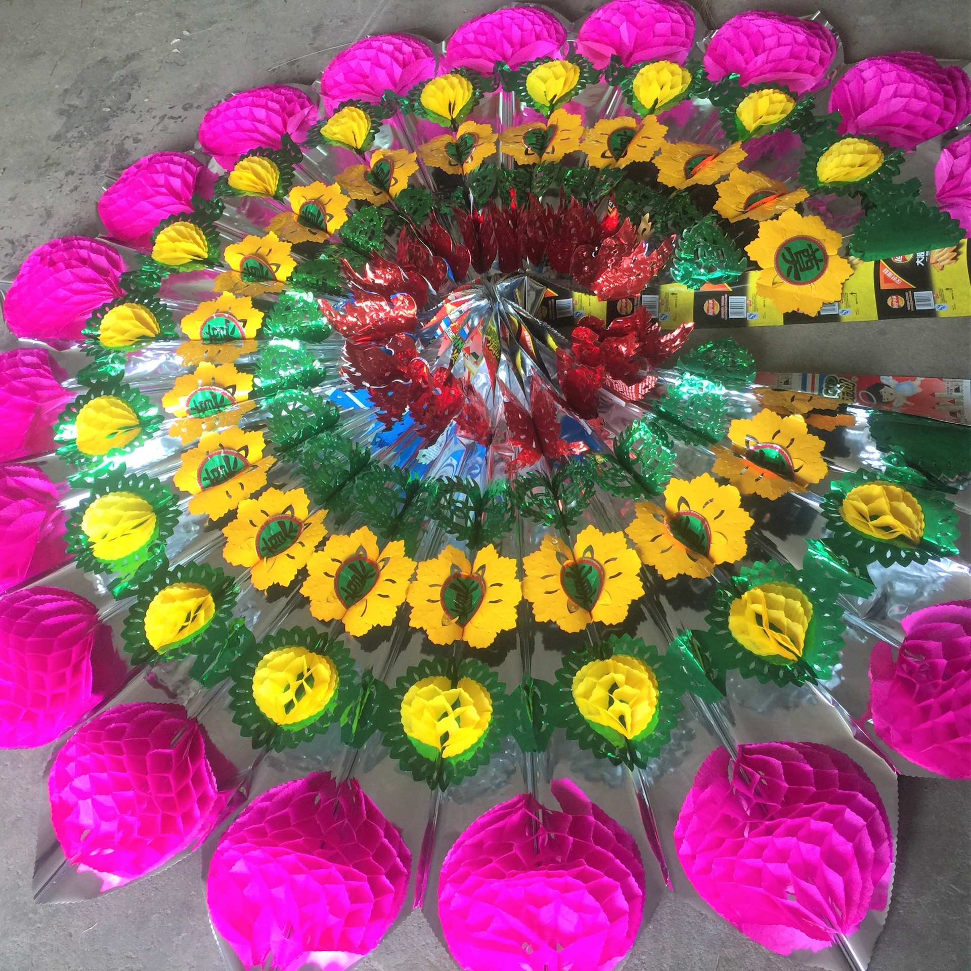 22米花柄大球花心清明祭祀花圈长彪纸花殡葬用品百事大全批发