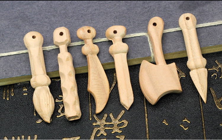 桃木剑/刀/斧子/文昌笔/鞭/枪浅桃木质工艺品diy手工饰品配件婴儿