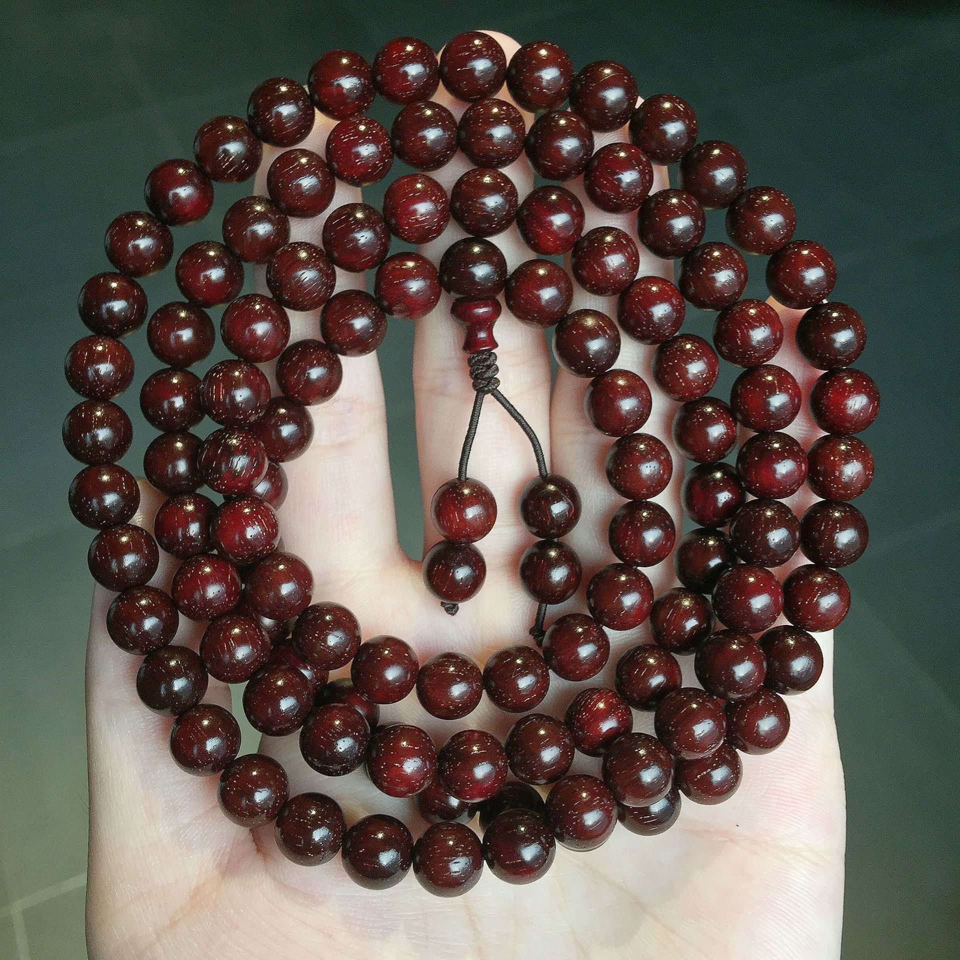 一件代发印度小叶紫檀8mm108颗老料大满金星略包浆男女款佛珠手链