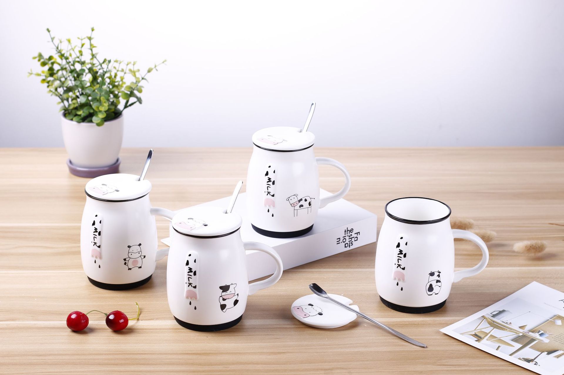 星悦 可爱卡通动物马克杯 黑白奶牛陶瓷杯漱口杯创意咖啡杯子礼品