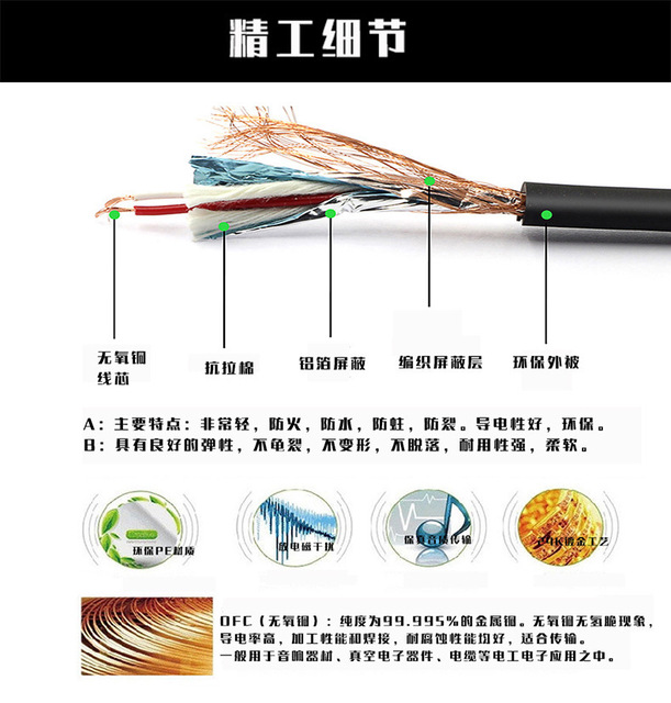 5小三芯话筒线 3.5mm转xlr音频线 电容麦克风线材单卡农线