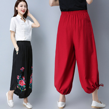 【新款棉麻灯笼裤】棉麻灯笼裤女价格_冬天棉麻宽松灯笼裤图片