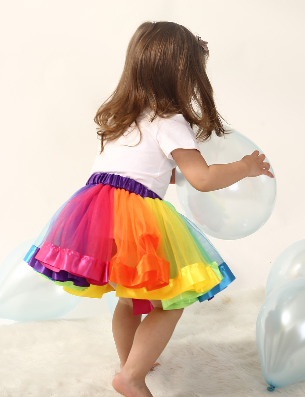 ins款女童半身裙彩虹裙网纱tutu裙儿童舞蹈裙公主裙外贸欧美童装