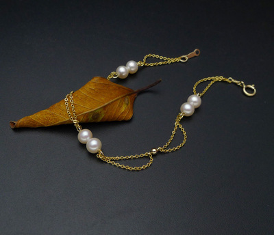 14k包金天然珍珠手链diy手工制作手饰品日韩版经典优雅百搭