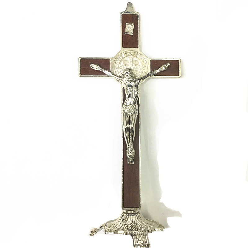 Metal Cross Large Standing Portrait Cross Pendant Office Home Ornaments Ornament